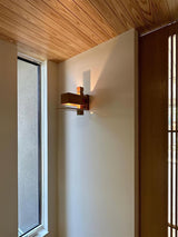 Modern Geometric Solid Wood Wall Sconce LED Rectangular Tower Wall Lamp for Indoor Spaces