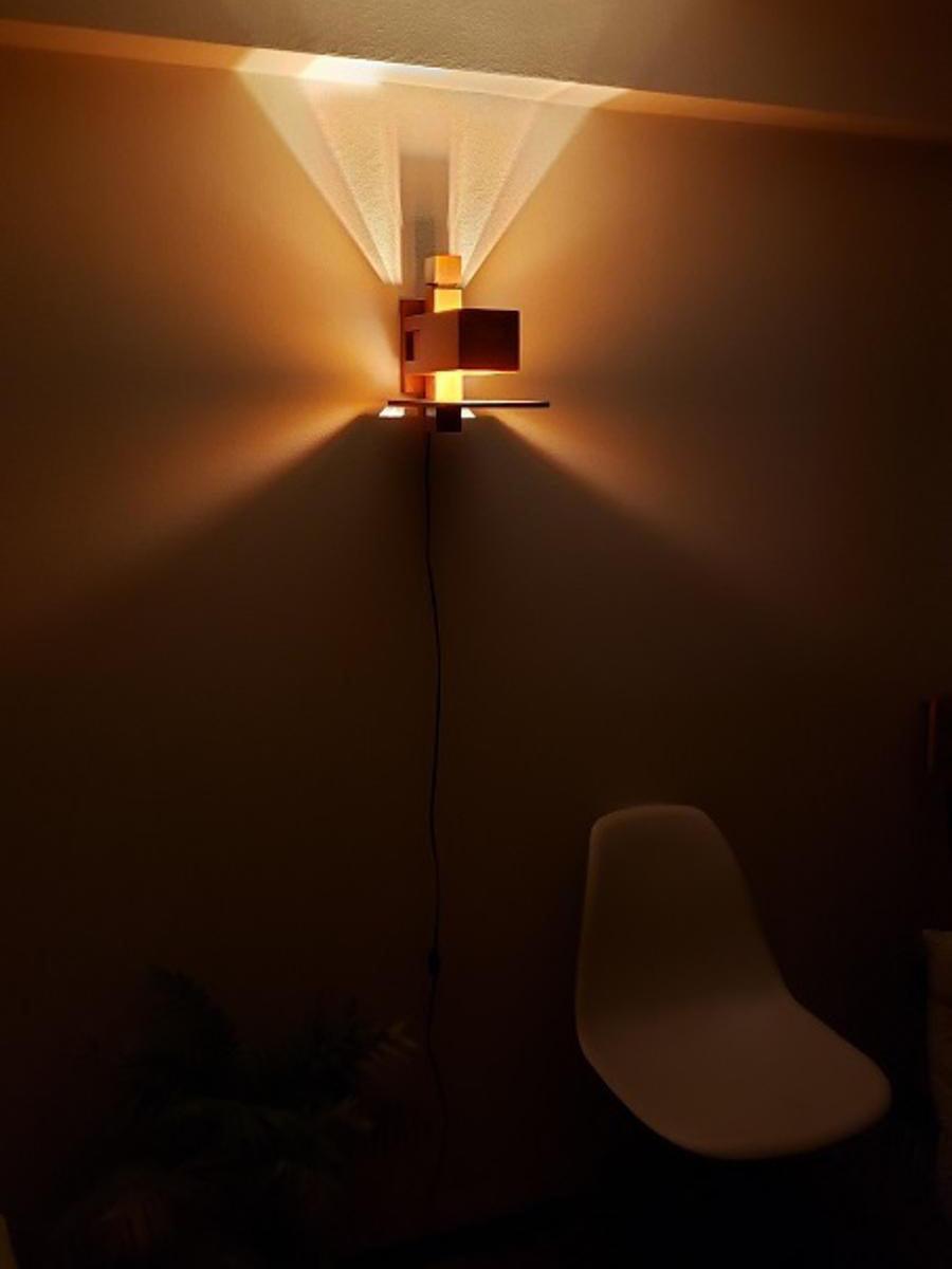 Modern Geometric Solid Wood Wall Sconce LED Rectangular Tower Wall Lamp for Indoor Spaces
