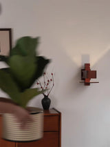 Modern Geometric Solid Wood Wall Sconce LED Rectangular Tower Wall Lamp for Indoor Spaces