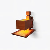 Modern Geometric Solid Wood Wall Sconce LED Rectangular Tower Wall Lamp for Indoor Spaces