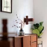 Modern Geometric Solid Wood Wall Sconce LED Rectangular Tower Wall Lamp for Indoor Spaces