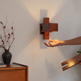Modern Geometric Solid Wood Wall Sconce LED Rectangular Tower Wall Lamp for Indoor Spaces