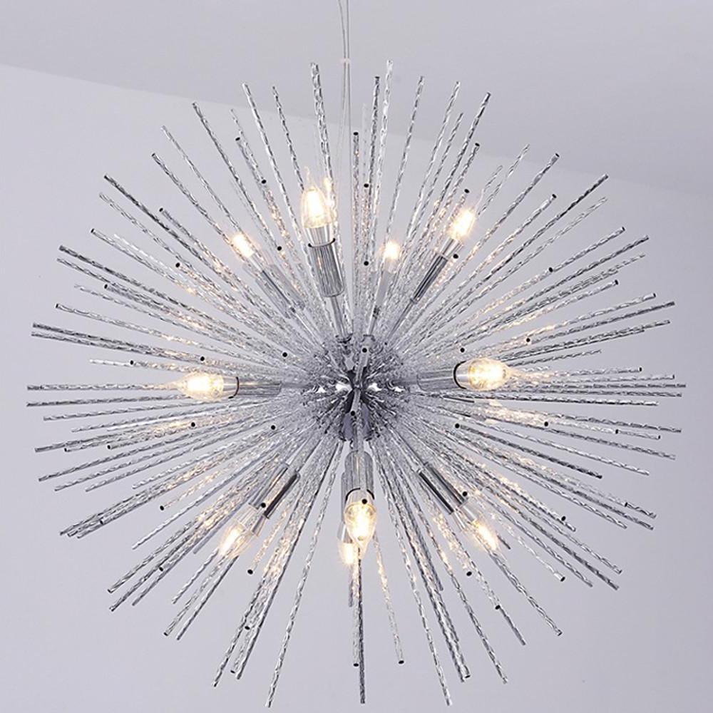 Modern Geometric Sputnik Chandelier Gold Chrome Fireworks LED Pendant Light for Dining Room