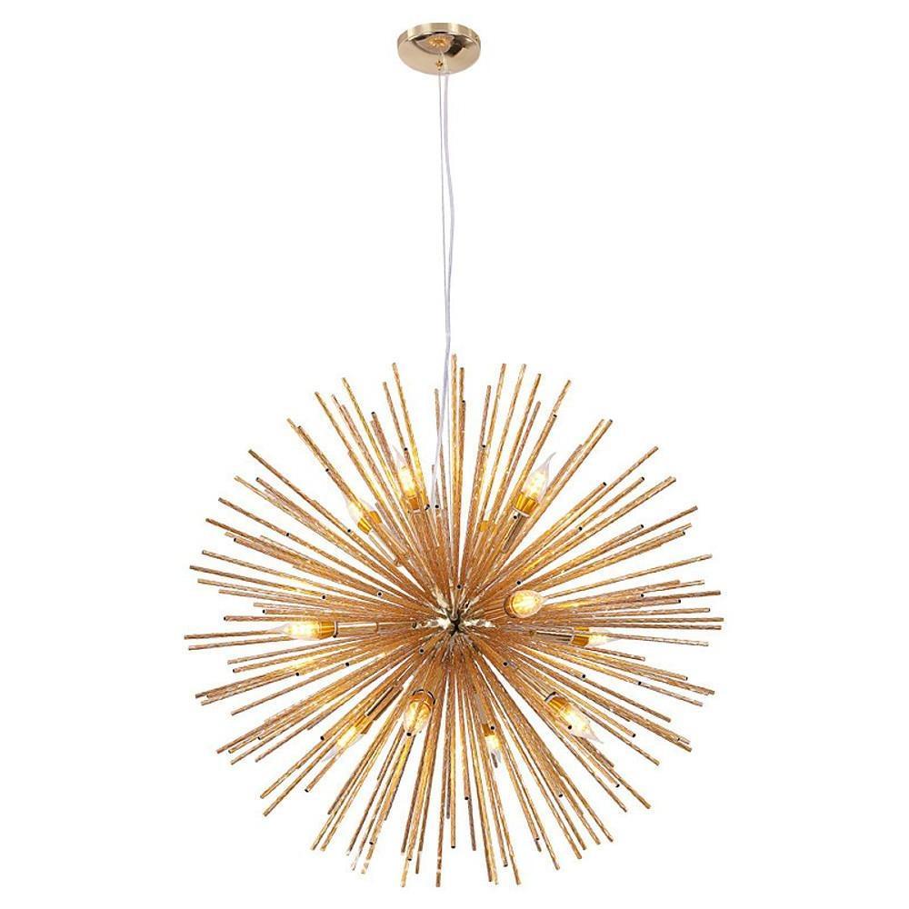Modern Geometric Sputnik Chandelier Gold Chrome Fireworks LED Pendant Light for Dining Room