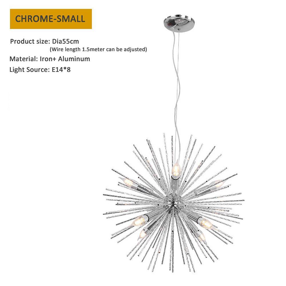 Modern Geometric Sputnik Chandelier Gold Chrome Fireworks LED Pendant Light for Dining Room