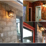 Modern Geometric Square Glass Outdoor Wall Lantern Waterproof Aluminum Exterior Light