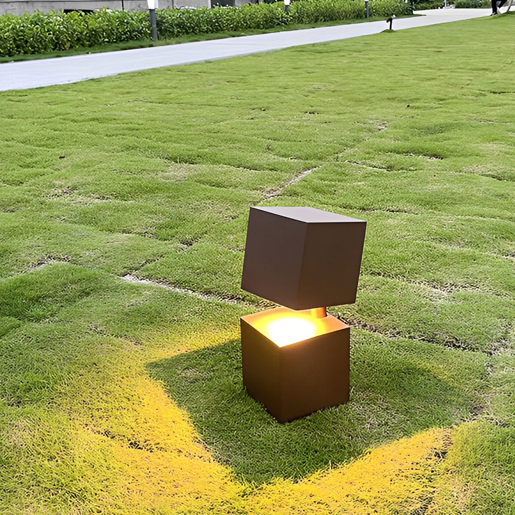 Modern Geometric Square LED Outdoor Lawn Light Waterproof Garden Path Lighting