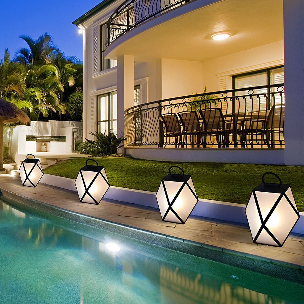 Modern Geometric Stainless Steel Outdoor Pillar Light LED Post Lantern for Path and Garden