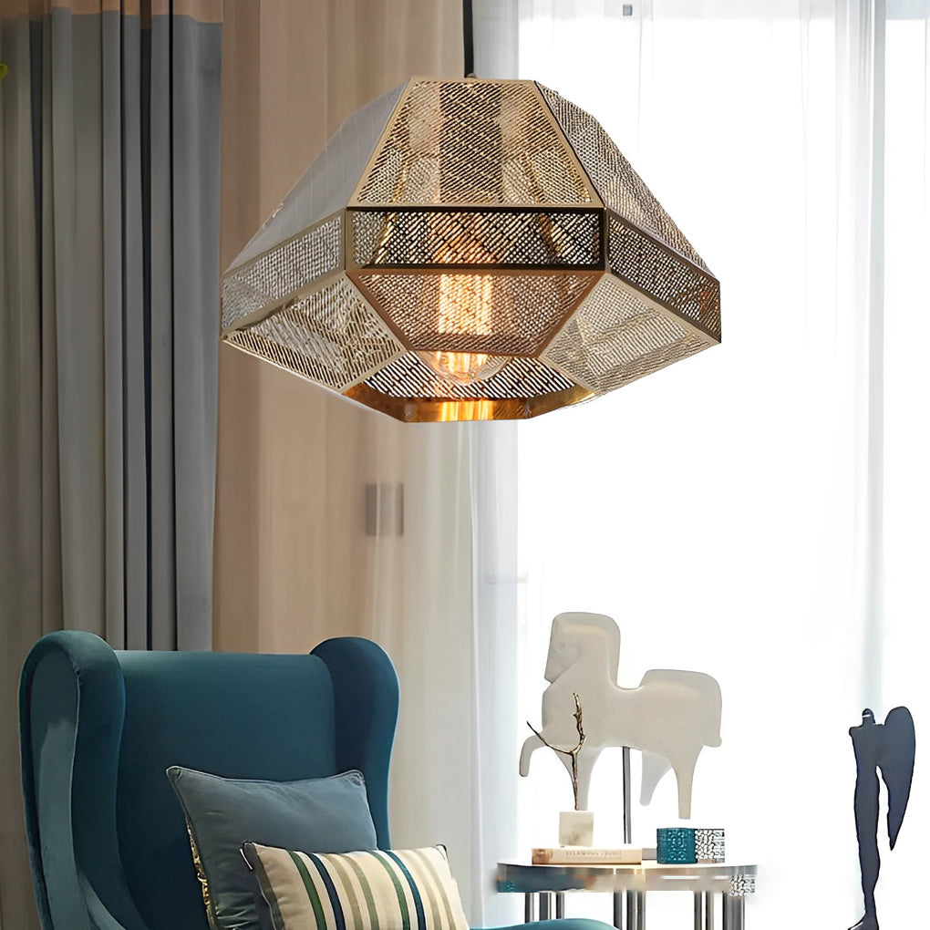 Modern Geometric Stainless Steel Pendant Light Electroplated Nordic Ceiling Lamp for Living Room Dining
