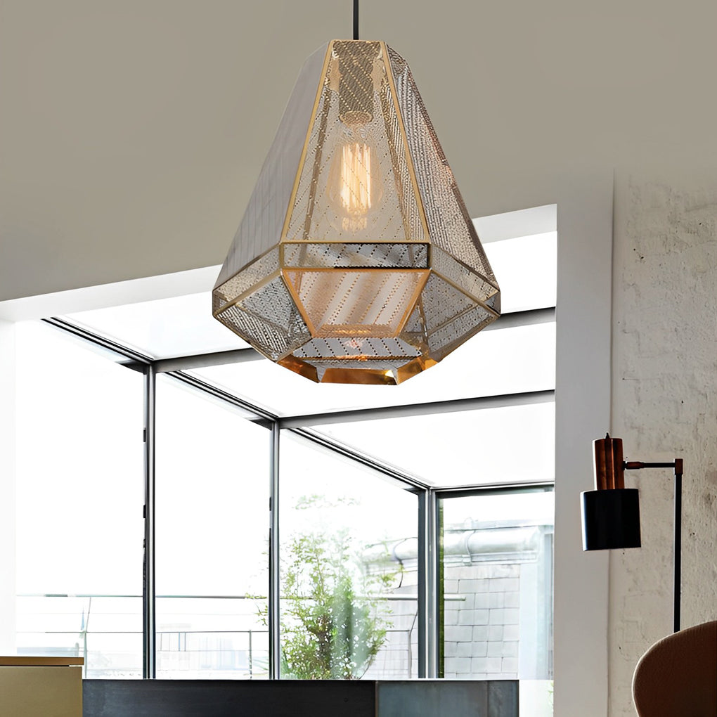 Modern Geometric Stainless Steel Pendant Light Electroplated Nordic Ceiling Lamp for Living Room Dining