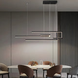 Modern Geometric Strip LED Chandelier Dimmable Nordic Dining Room Hanging Light Fixture