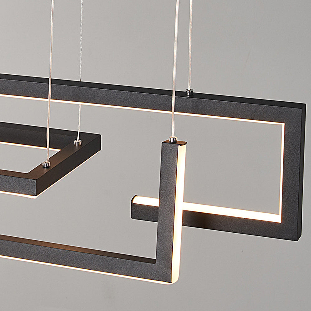 Modern Geometric Strip LED Chandelier Dimmable Nordic Dining Room Hanging Light Fixture