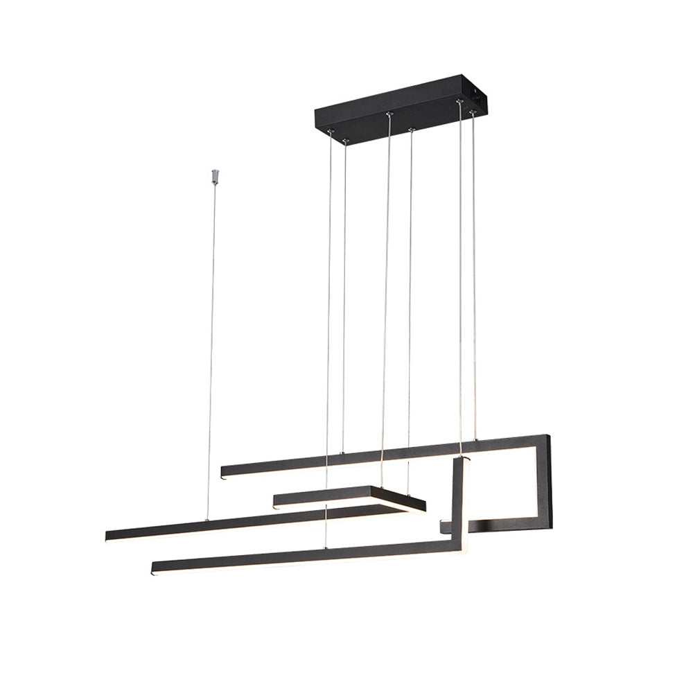 Modern Geometric Strip LED Chandelier Dimmable Nordic Dining Room Hanging Light Fixture