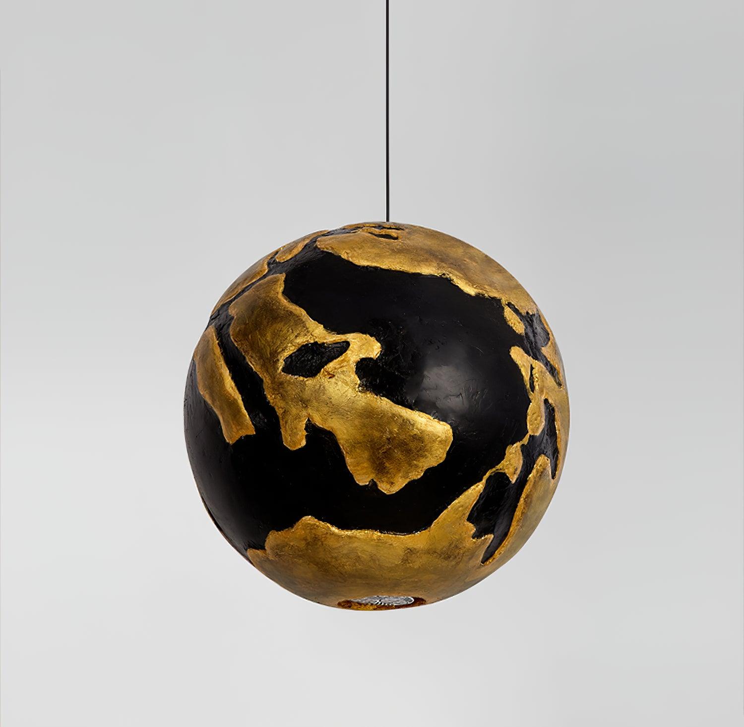 Modern Geometric Structure Pendant Light Black and Gold Foam Hanging Ceiling Lamp
