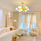 Modern Geometric Tree Branch Chandelier with Frosted Glass Shades and Gold Finish