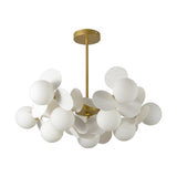 Modern Geometric Tree Branch Chandelier with Frosted Glass Shades and Gold Finish