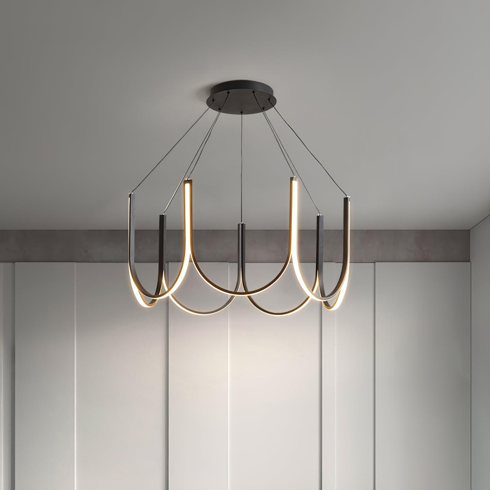 Modern Geometric U Shaped LED Pendant Light for Contemporary Dining and Living Spaces