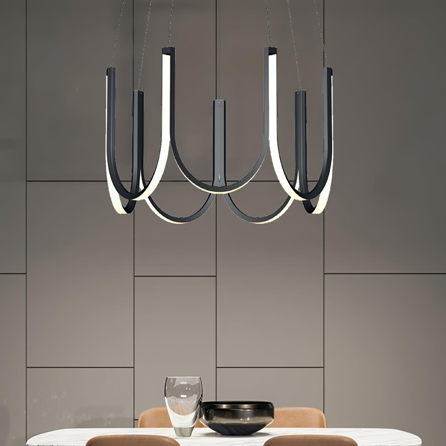 Modern Geometric U Shaped LED Pendant Light for Contemporary Dining and Living Spaces