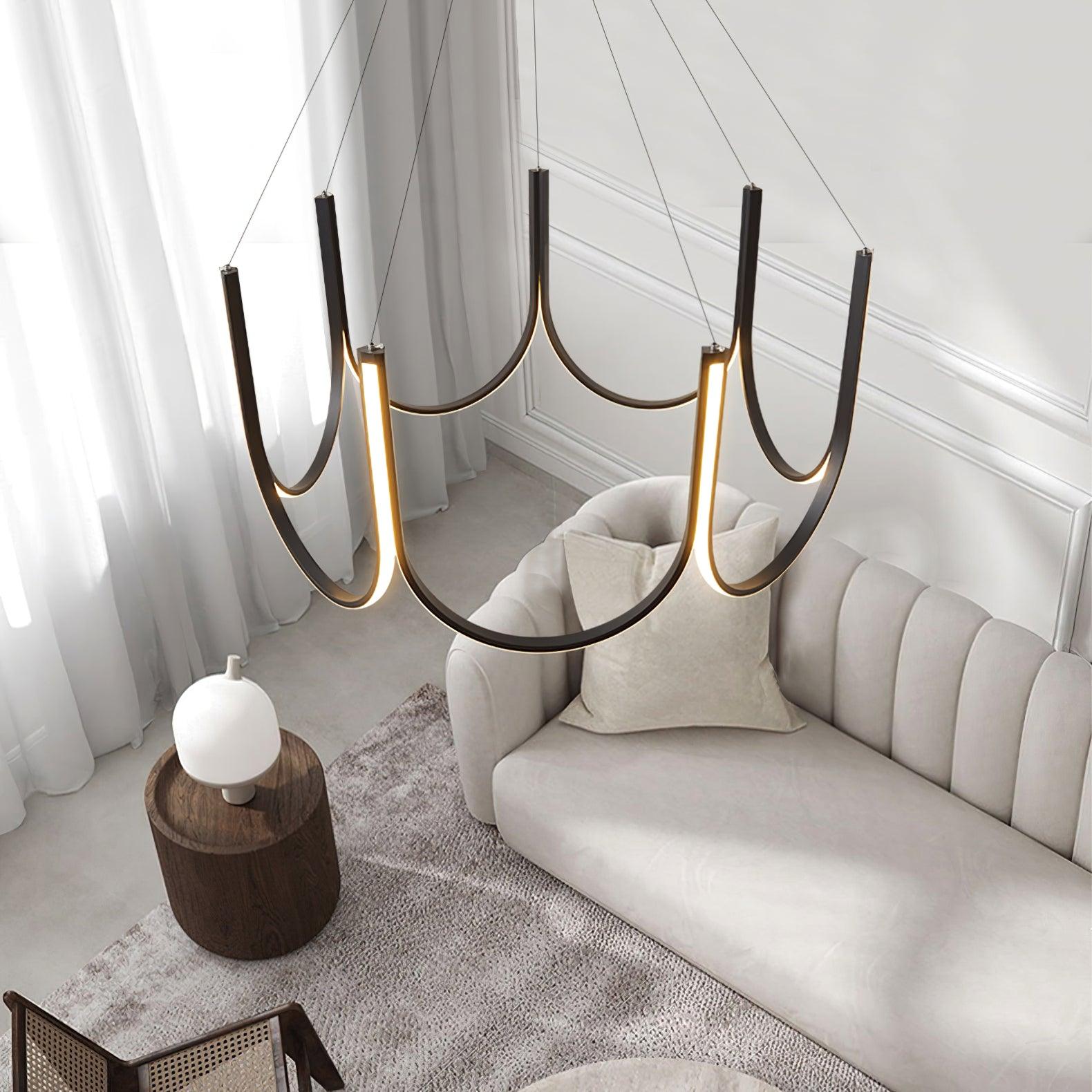 Modern Geometric U Shaped LED Pendant Light for Contemporary Dining and Living Spaces