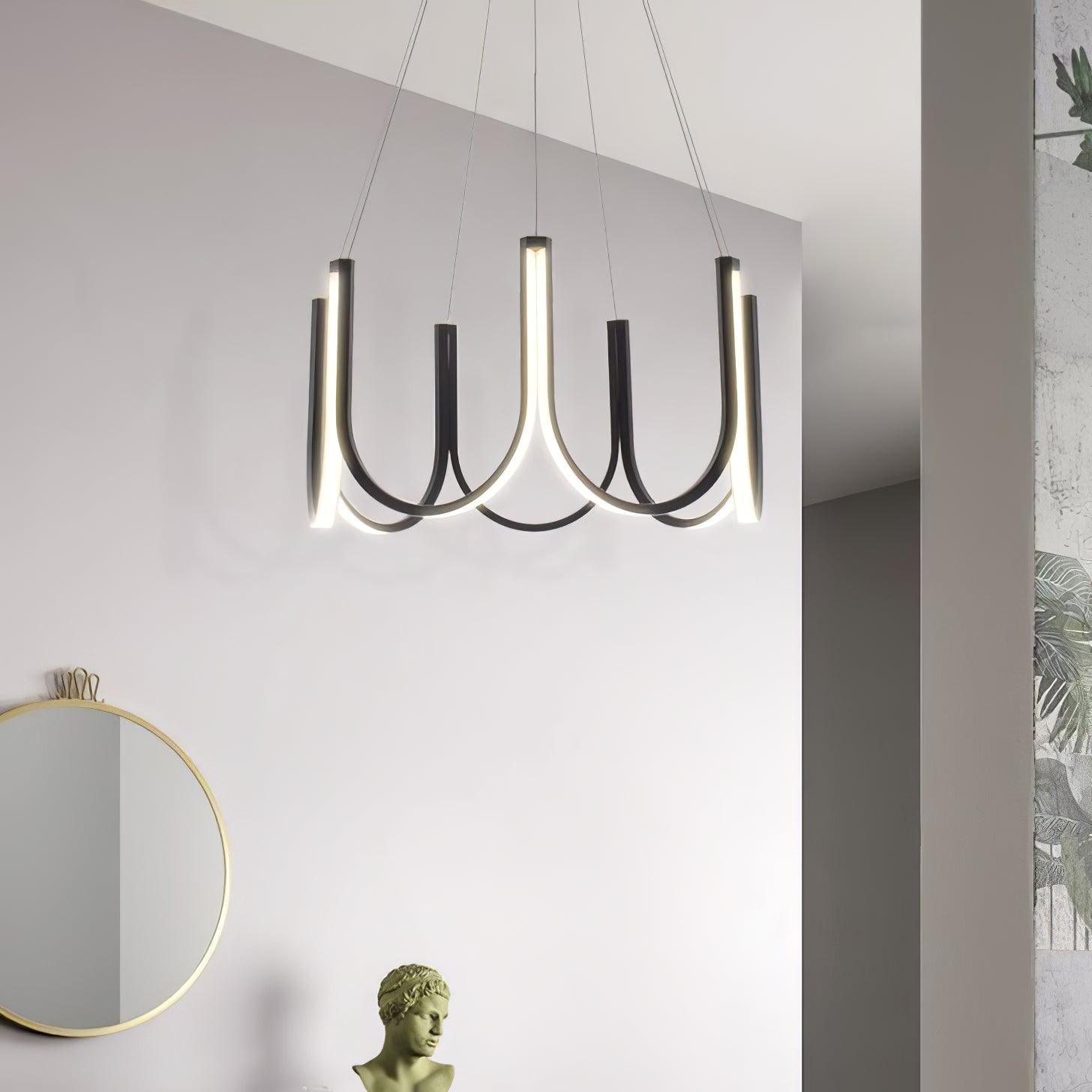 Modern Geometric U Shaped LED Pendant Light for Contemporary Dining and Living Spaces