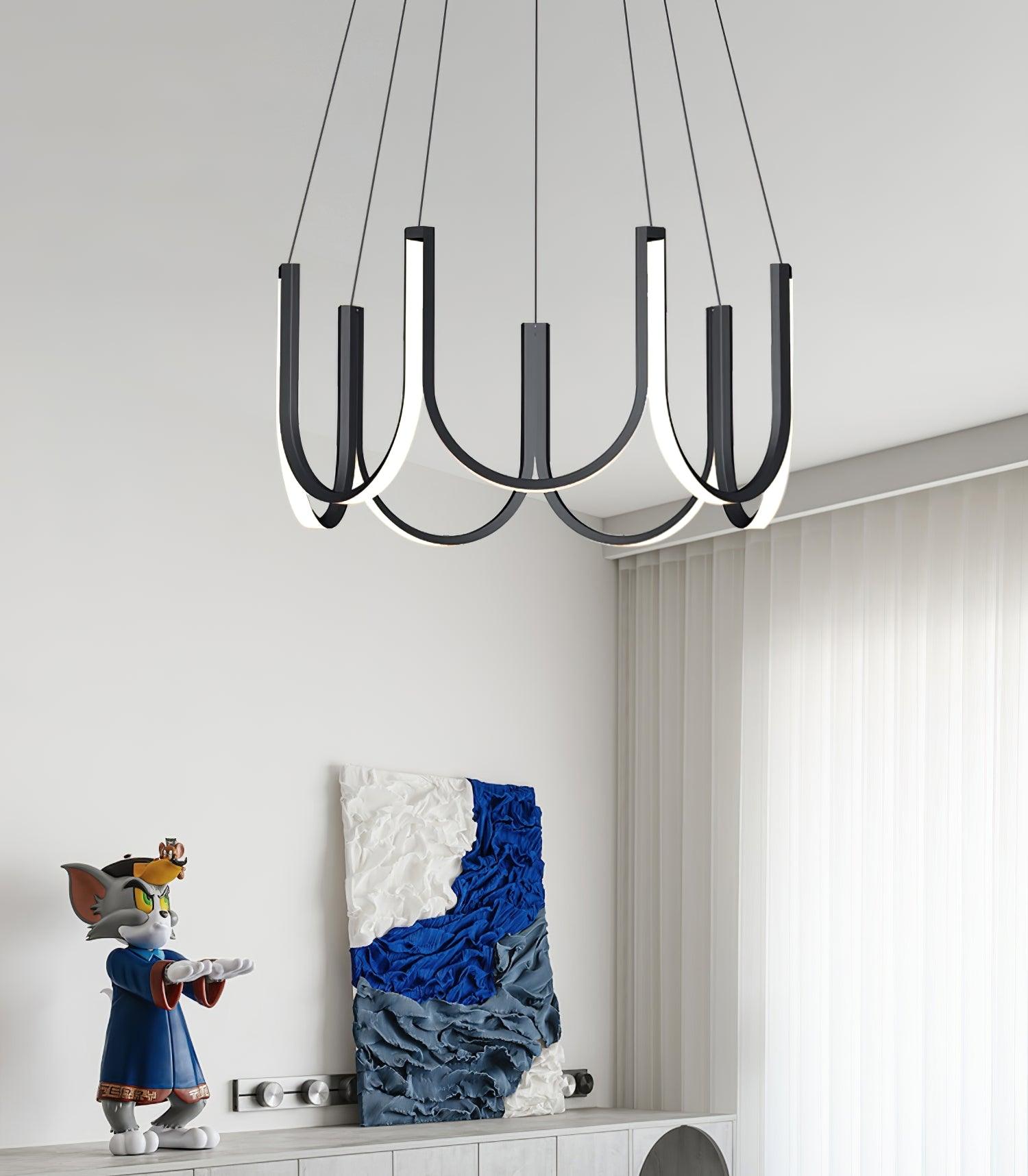 Modern Geometric U Shaped LED Pendant Light for Contemporary Dining and Living Spaces