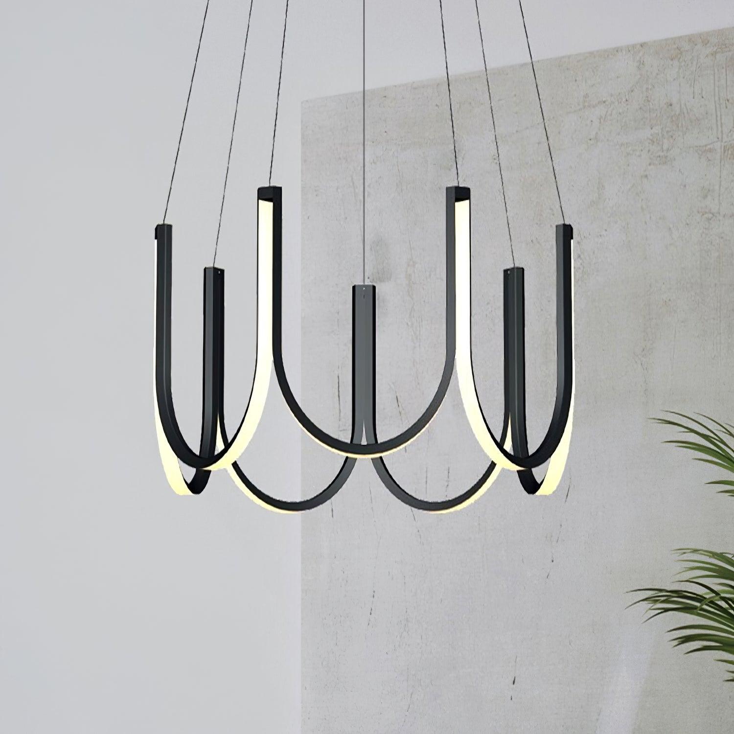 Modern Geometric U Shaped LED Pendant Light for Contemporary Dining and Living Spaces