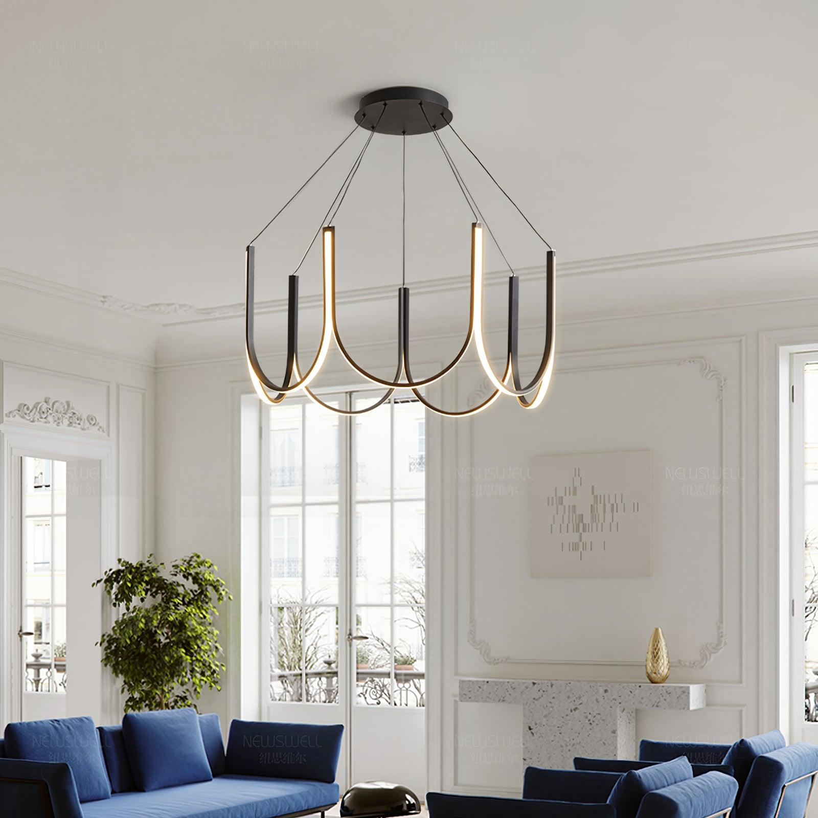 Modern Geometric U Shaped LED Pendant Light for Contemporary Dining and Living Spaces