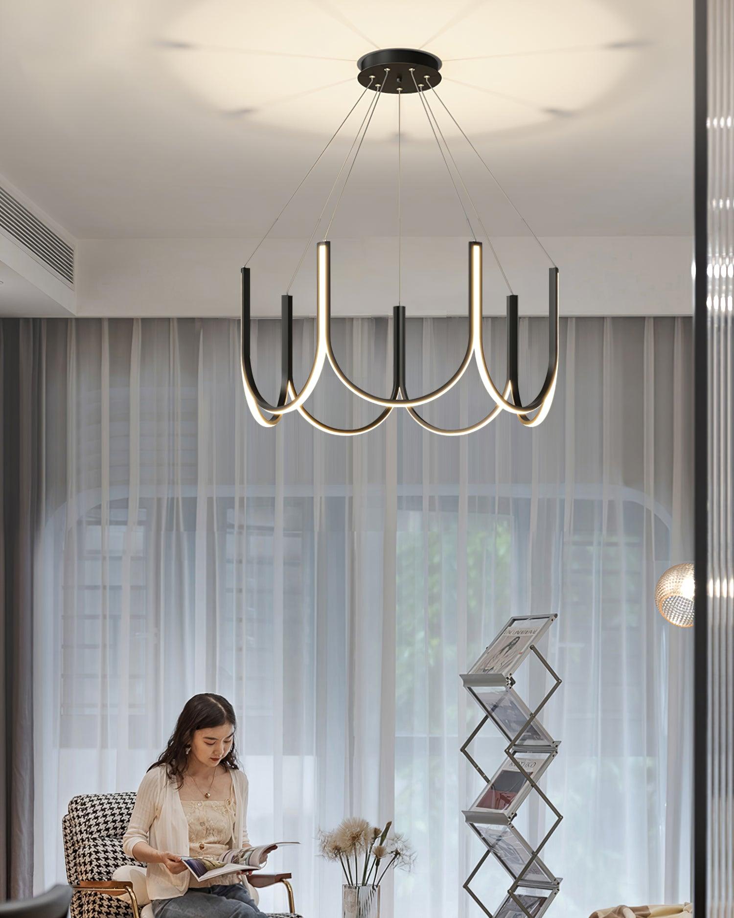 Modern Geometric U Shaped LED Pendant Light for Contemporary Dining and Living Spaces