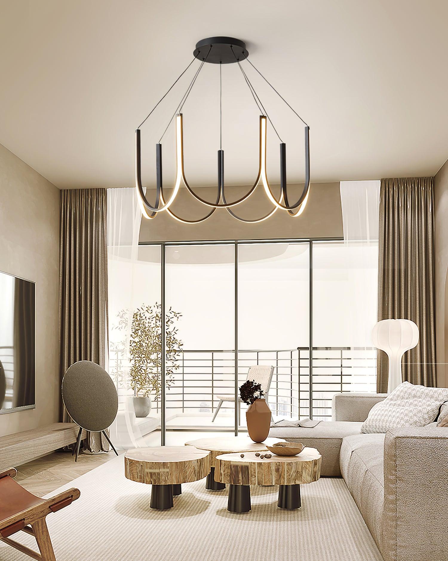 Modern Geometric U Shaped LED Pendant Light for Contemporary Dining and Living Spaces