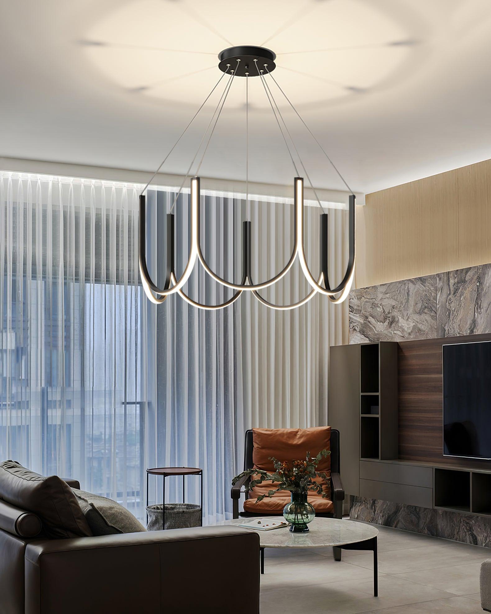 Modern Geometric U Shaped LED Pendant Light for Contemporary Dining and Living Spaces
