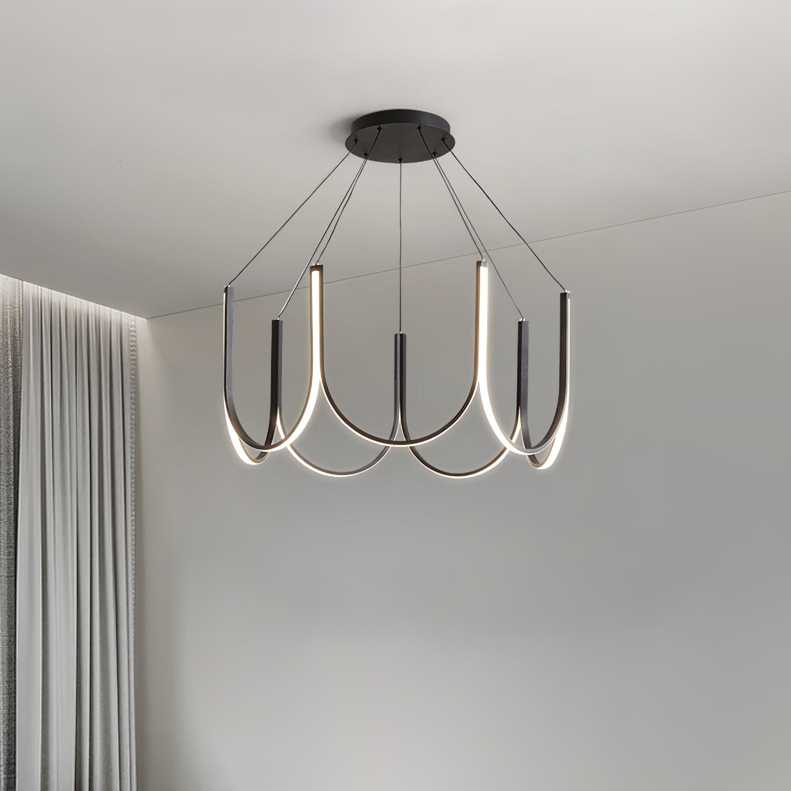 Modern Geometric U Shaped LED Pendant Light for Contemporary Dining and Living Spaces