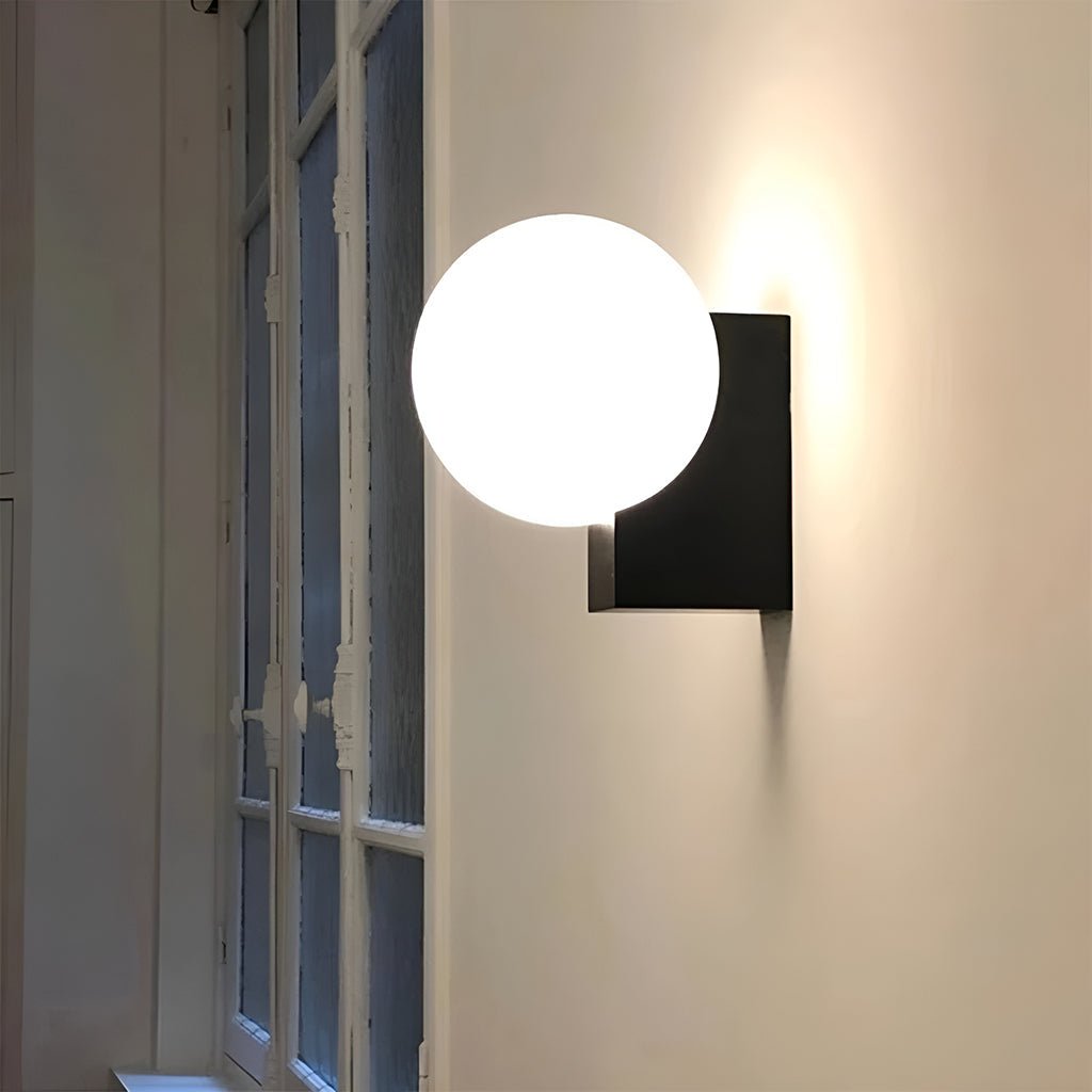 Modern Geometric Wall Mounted Lamp with Opal Glass Globe Set of 2 for Living Room and Bedroom