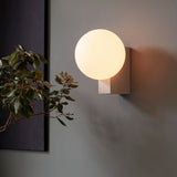 Modern Geometric Wall Mounted Lamp with Opal Glass Globe Set of 2 for Living Room and Bedroom
