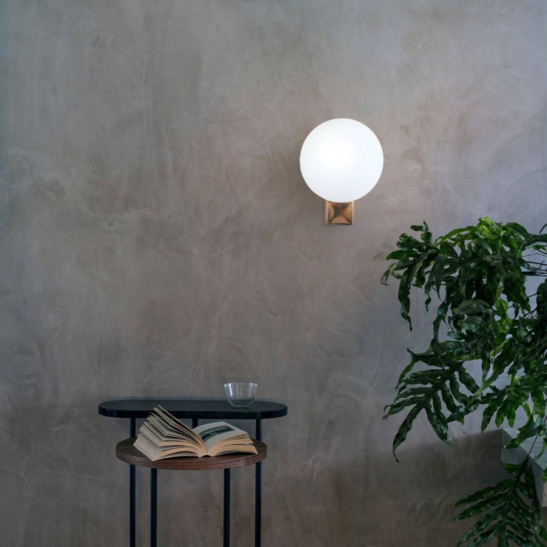 Modern Geometric Wall Mounted Lamp with Opal Glass Globe Set of 2 for Living Room and Bedroom