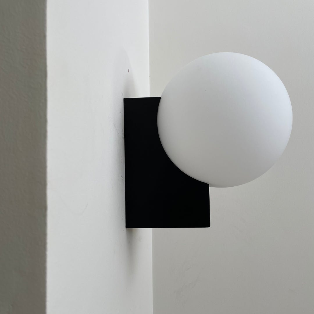 Modern Geometric Wall Mounted Lamp with Opal Glass Globe Set of 2 for Living Room and Bedroom