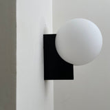 Modern Geometric Wall Mounted Lamp with Opal Glass Globe Set of 2 for Living Room and Bedroom