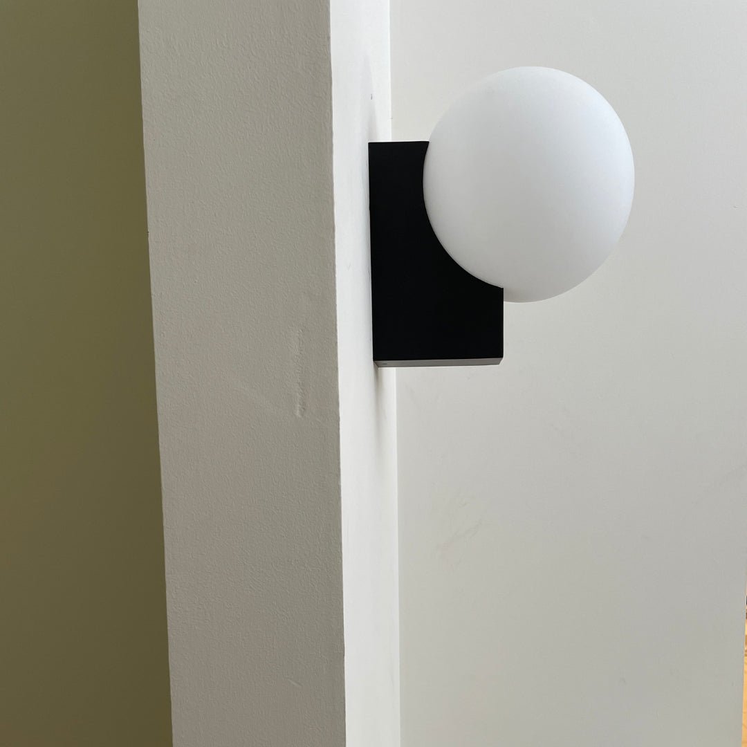 Modern Geometric Wall Mounted Lamp with Opal Glass Globe Set of 2 for Living Room and Bedroom