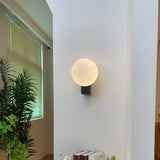 Modern Geometric Wall Mounted Lamp with Opal Glass Globe Set of 2 for Living Room and Bedroom