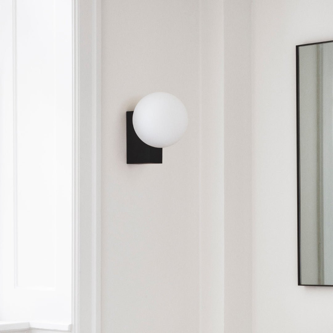 Modern Geometric Wall Mounted Lamp with Opal Glass Globe Set of 2 for Living Room and Bedroom