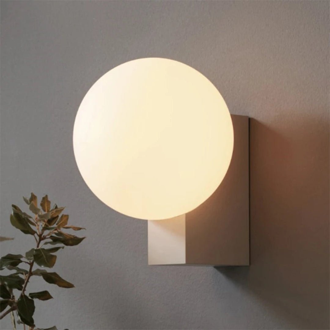 Modern Geometric Wall Mounted Lamp with Opal Glass Globe Set of 2 for Living Room and Bedroom