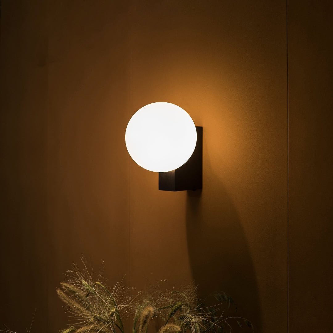 Modern Geometric Wall Mounted Lamp with Opal Glass Globe Set of 2 for Living Room and Bedroom
