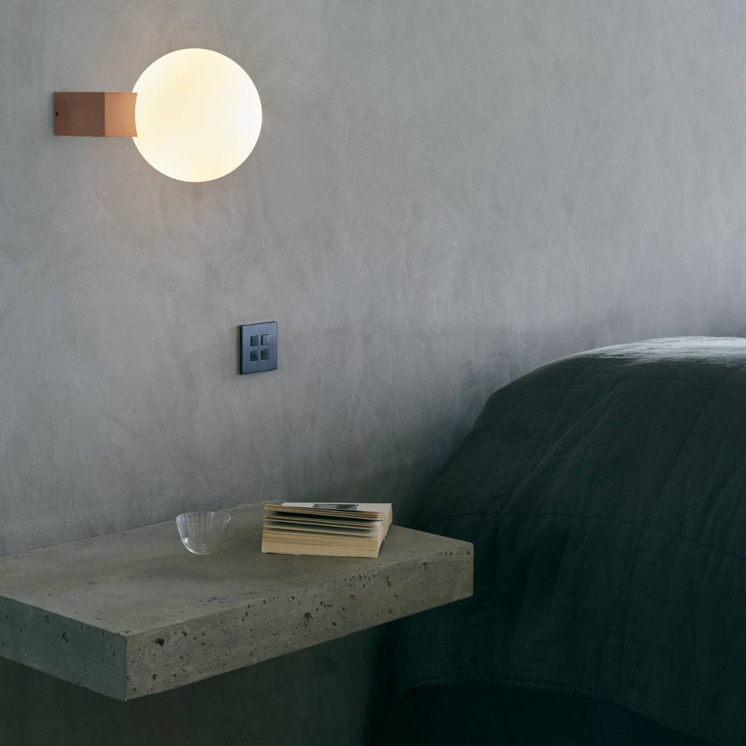 Modern Geometric Wall Mounted Lamp with Opal Glass Globe Set of 2 for Living Room and Bedroom