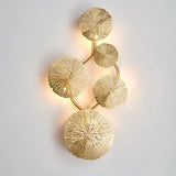 Modern Gilded Lotus Leaf Wall Sconce Artistic Golden Stainless Steel LED Lighting Fixture