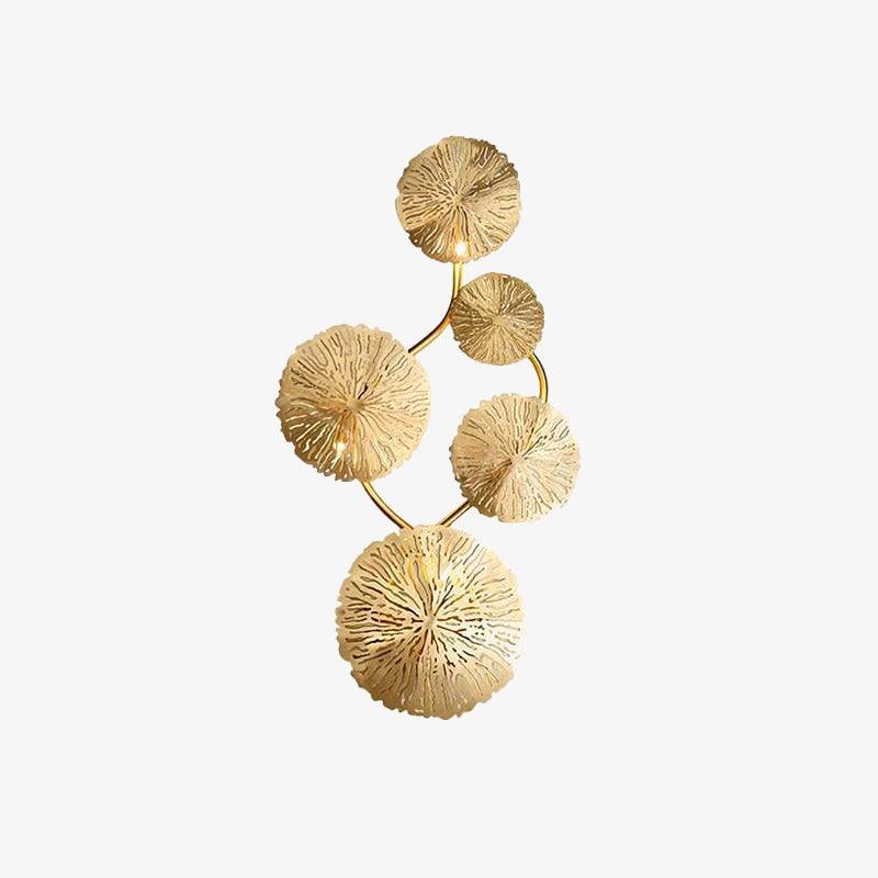 Modern Gilded Lotus Leaf Wall Sconce Artistic Golden Stainless Steel LED Lighting Fixture