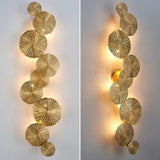 Modern Gilded Lotus Leaf Wall Sconce Artistic Golden Stainless Steel LED Lighting Fixture