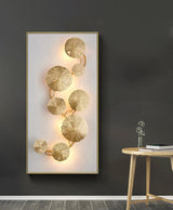 Modern Gilded Lotus Leaf Wall Sconce Artistic Golden Stainless Steel LED Lighting Fixture