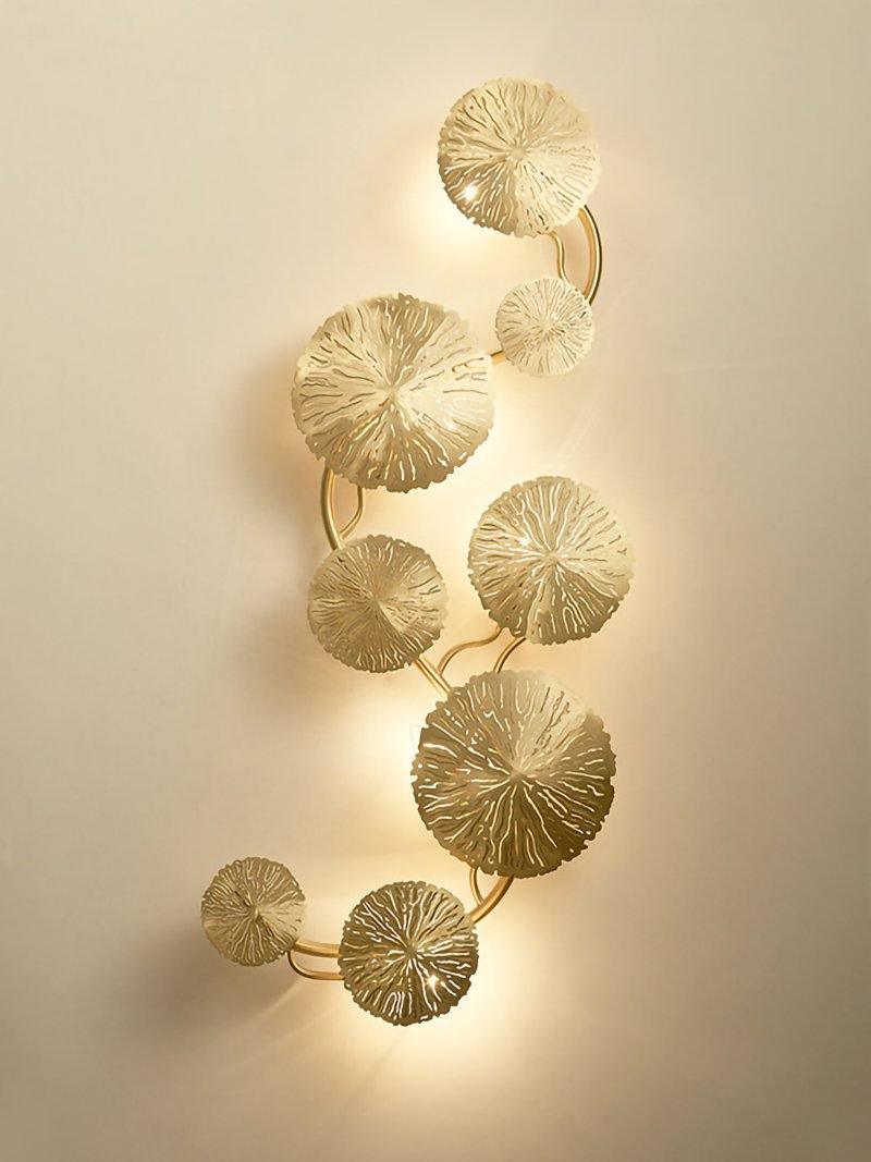 Modern Gilded Lotus Leaf Wall Sconce Artistic Golden Stainless Steel LED Lighting Fixture