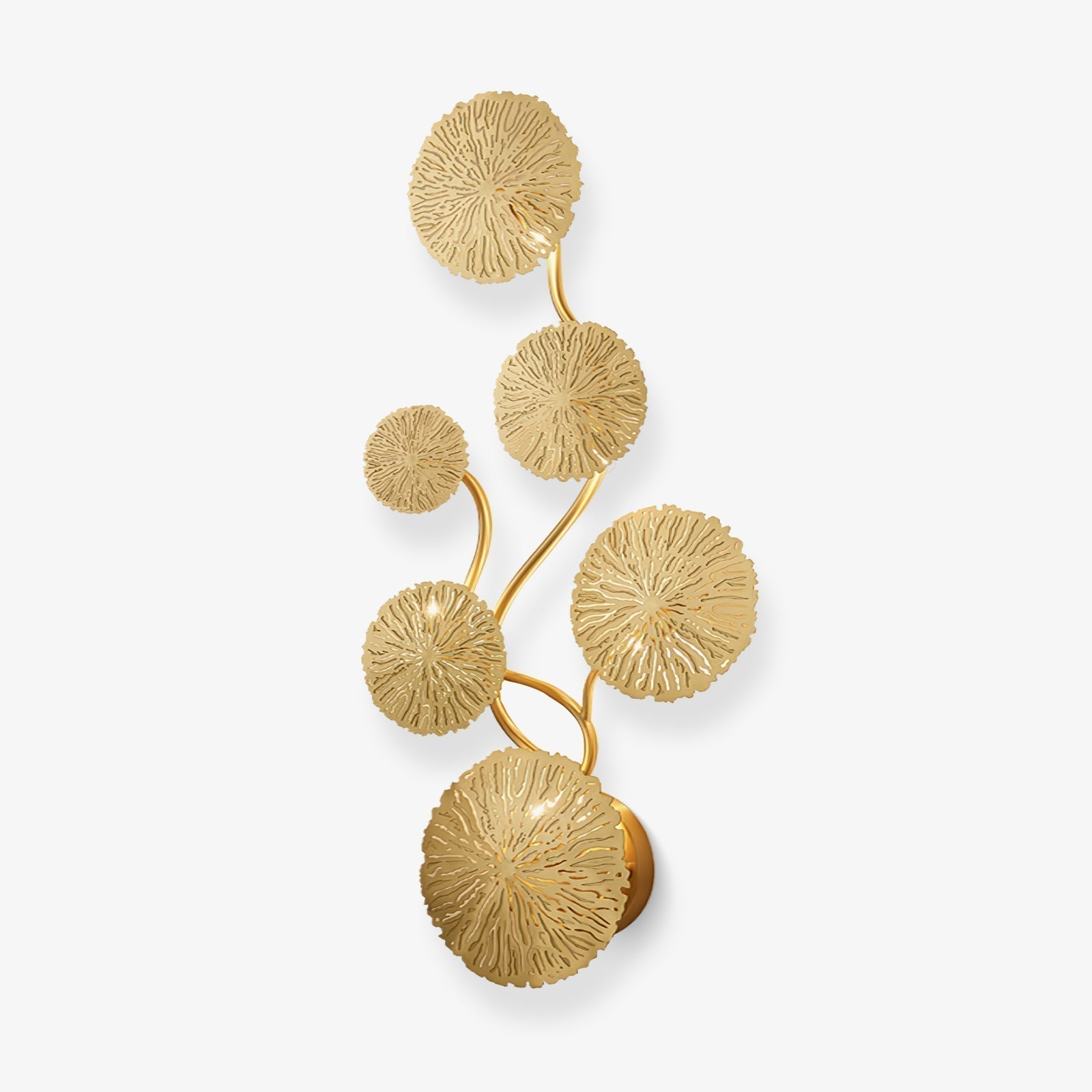 Modern Gilded Lotus Leaf Wall Sconce Artistic Golden Stainless Steel LED Lighting Fixture