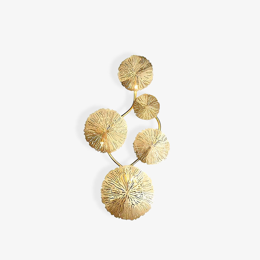 Modern Gilded Lotus Leaf Wall Sconce Artistic Golden Stainless Steel LED Lighting Fixture