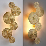 Modern Gilded Lotus Leaf Wall Sconce Artistic Golden Stainless Steel LED Lighting Fixture